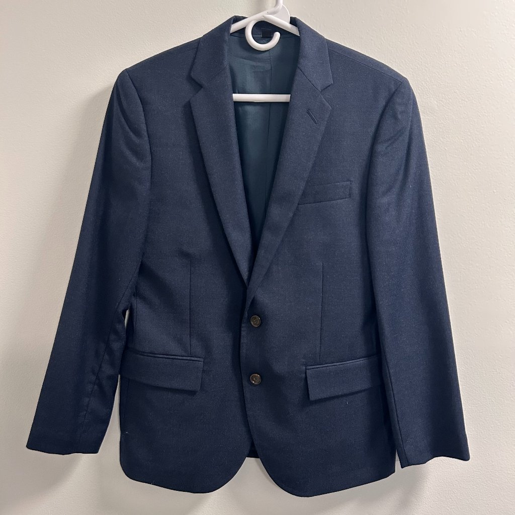: J Crew Slim Thompson Navy Wool Blend Suit Jacket 38s